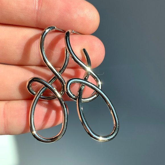 NEW~ Anthropologie Tied up Twisted Silver Drop Earrings - Picture 4 of 6